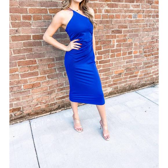 NEW GREY LAB your royal highness slink dress in royal blue - Picture 3 of 3